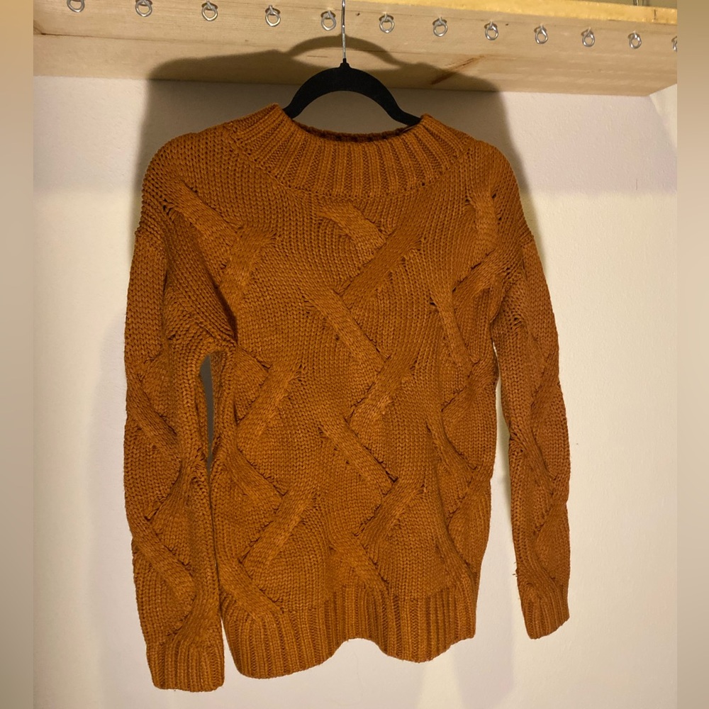 Burnt Orange Cross Woven Sweater